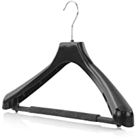 Hangerworld 10 Perchas 42cm para Trajes Plástico Negro Barra y Hombros Anchos Antideslizantes